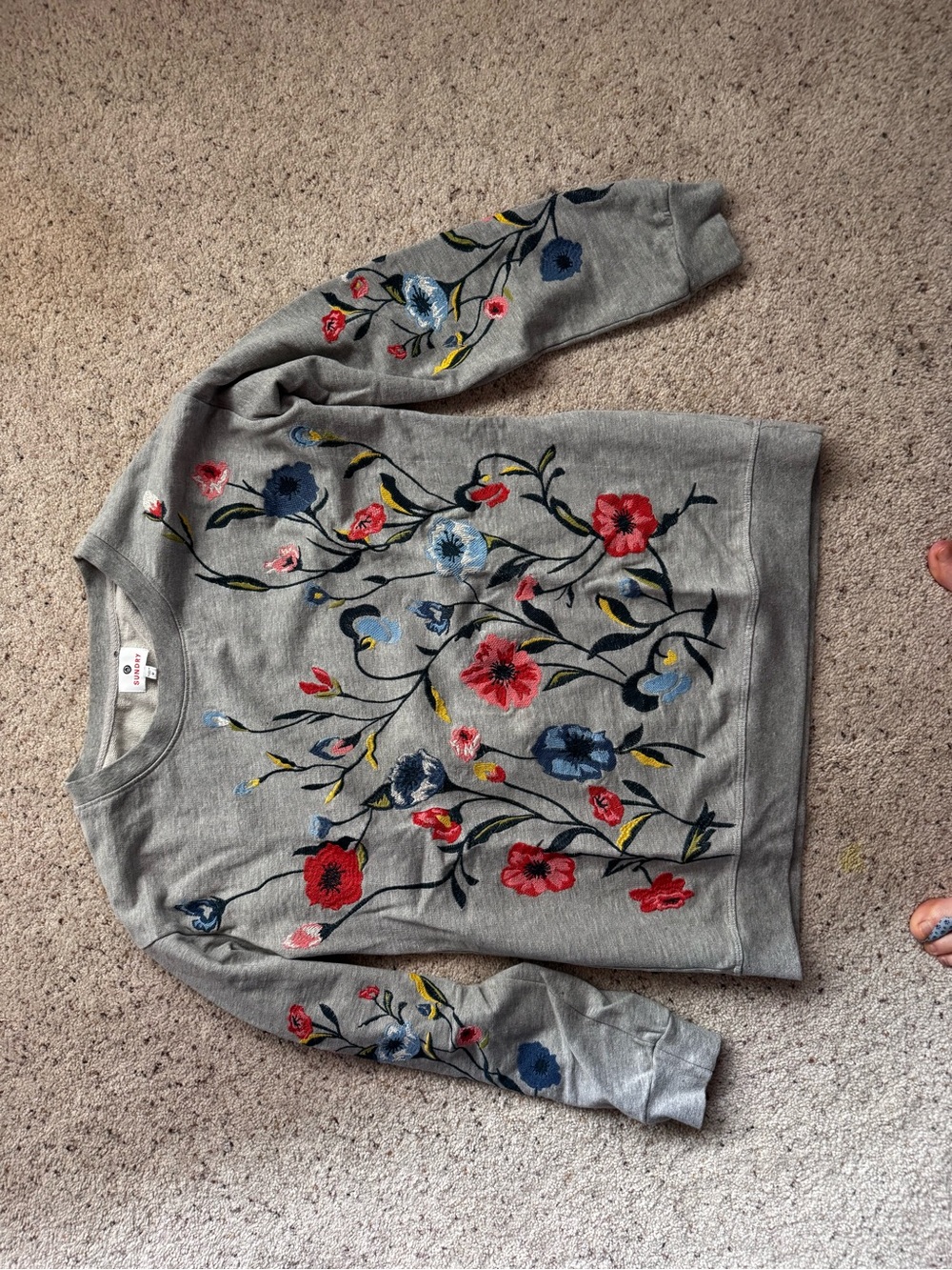 Sundry Gray Crewneck Sweatshirt with Red Logo Tag